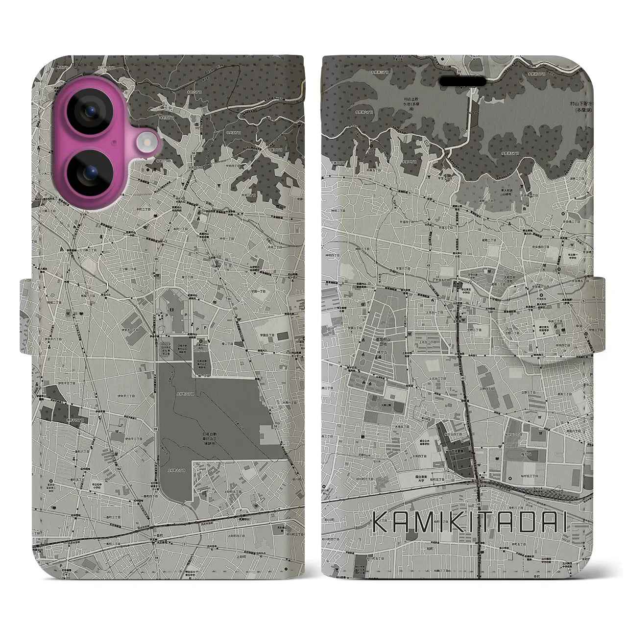 【上北台(東京都)】地図柄iPhoneケース(手帳タイプ)