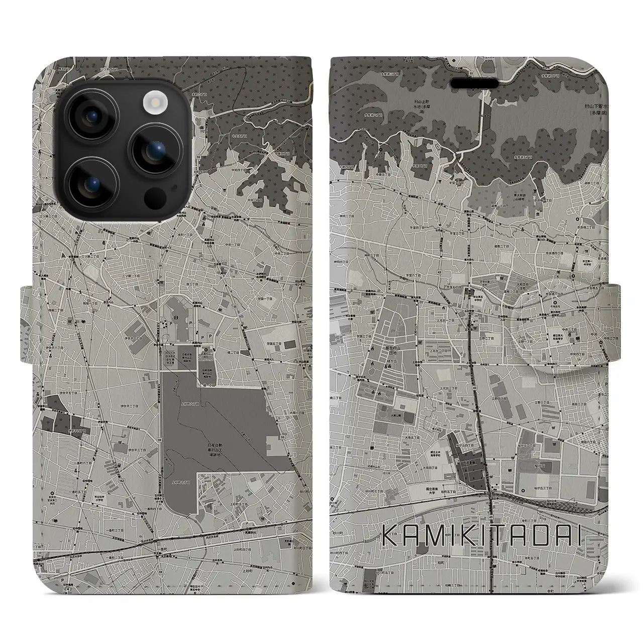 【上北台(東京都)】地図柄iPhoneケース(手帳タイプ)