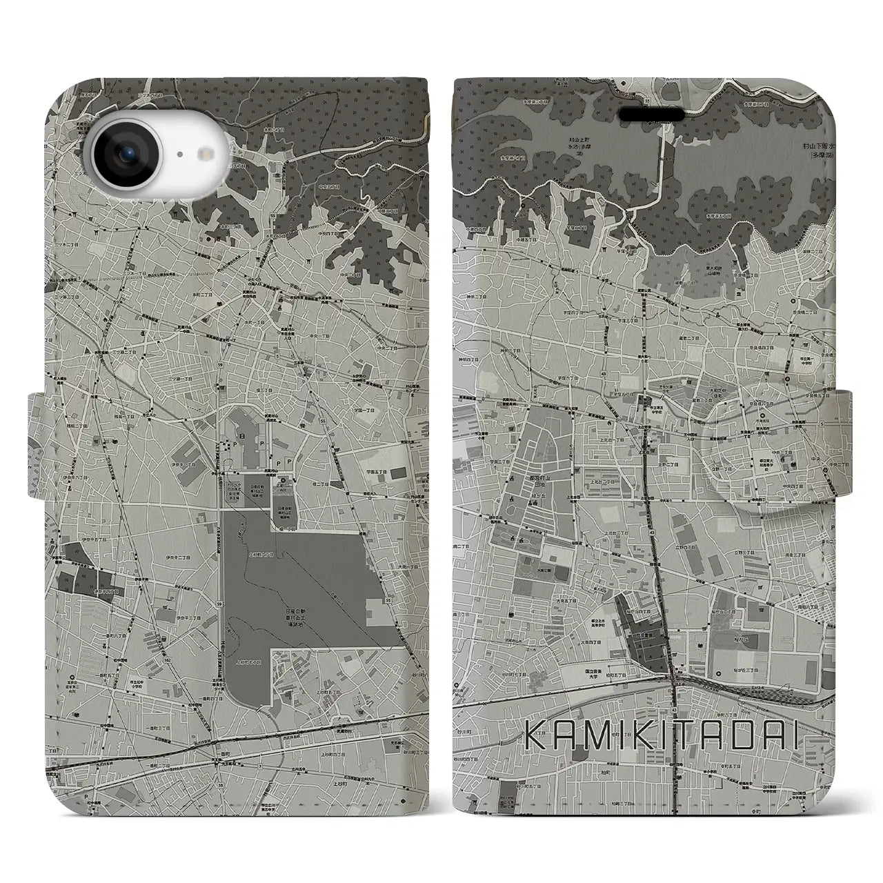 【上北台(東京都)】地図柄iPhoneケース(手帳タイプ)