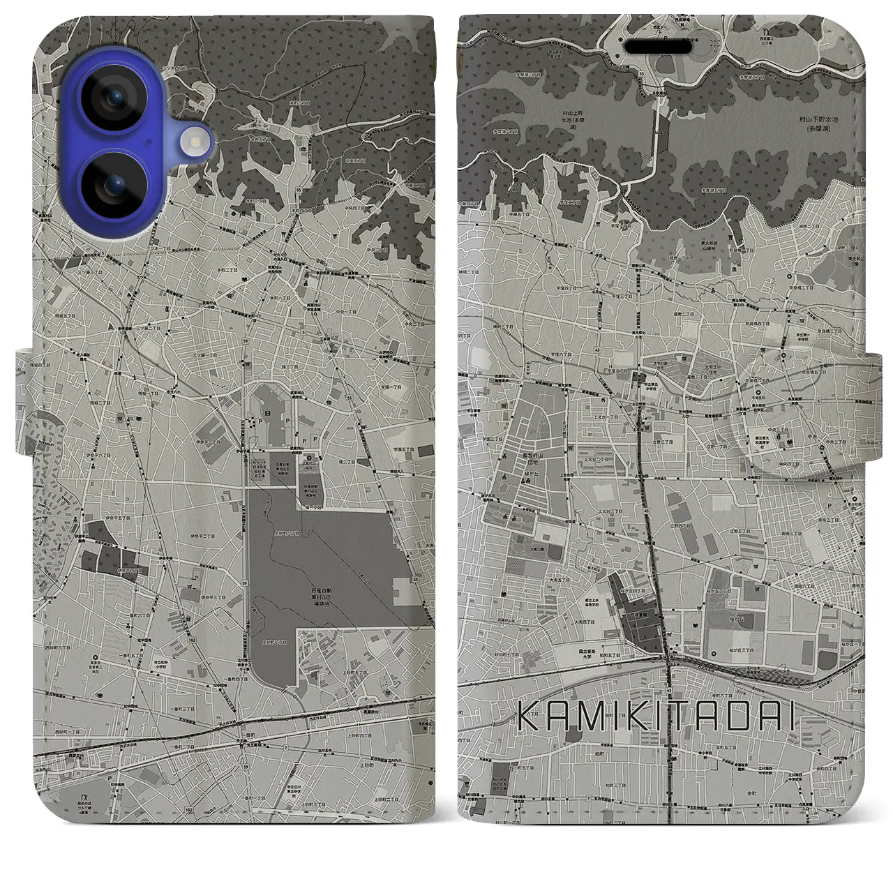 【上北台(東京都)】地図柄iPhoneケース(手帳タイプ)