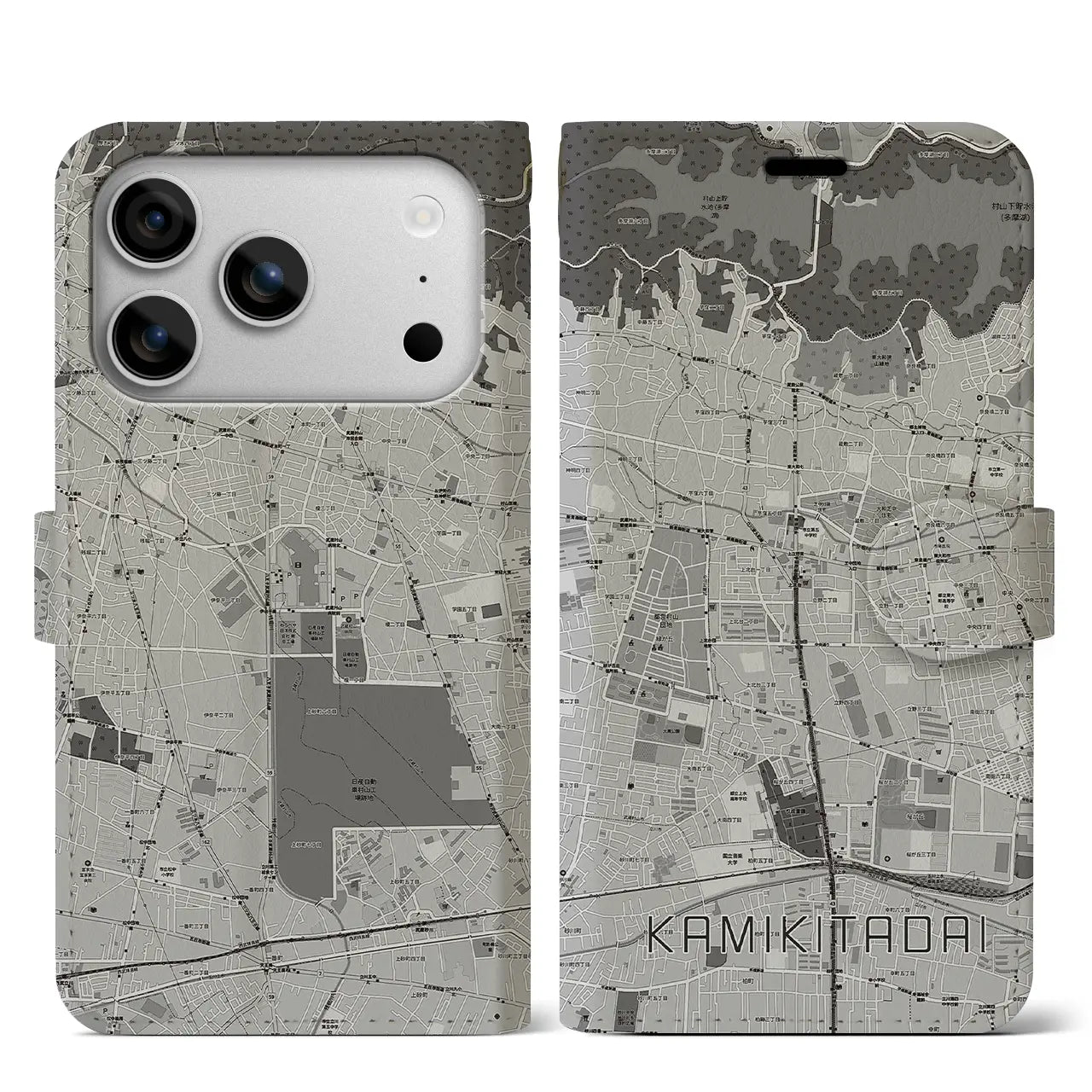 【上北台(東京都)】地図柄iPhoneケース(手帳タイプ)