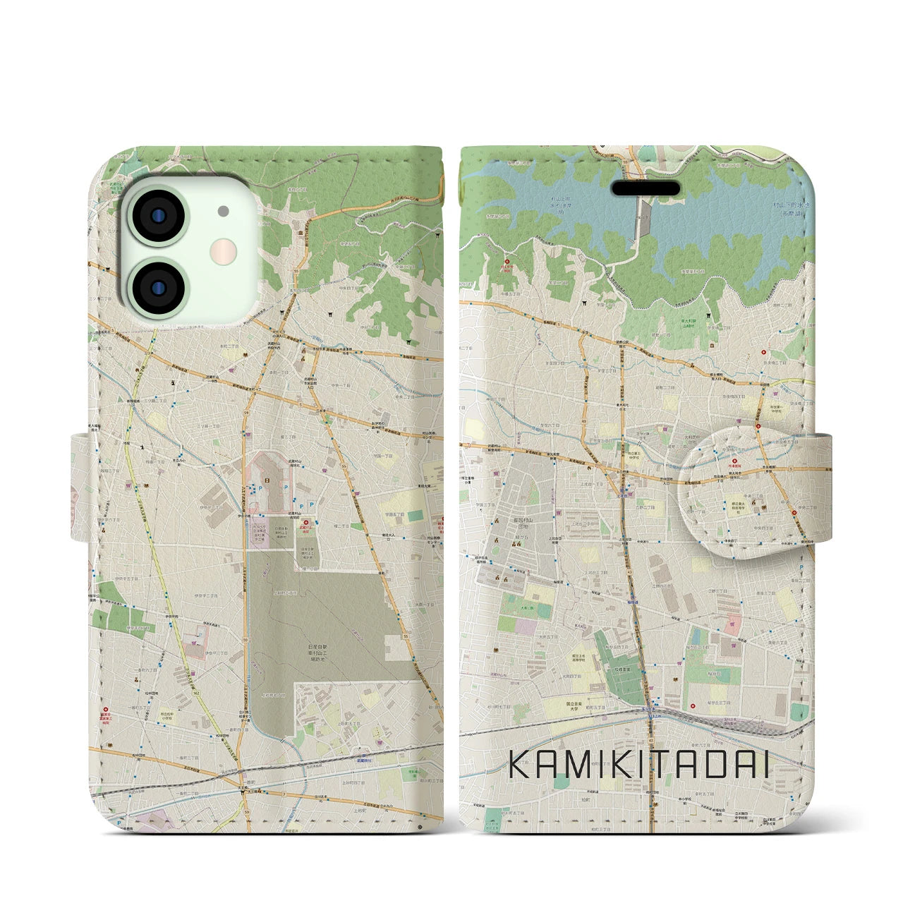 【上北台(東京都)】地図柄iPhoneケース(手帳タイプ)