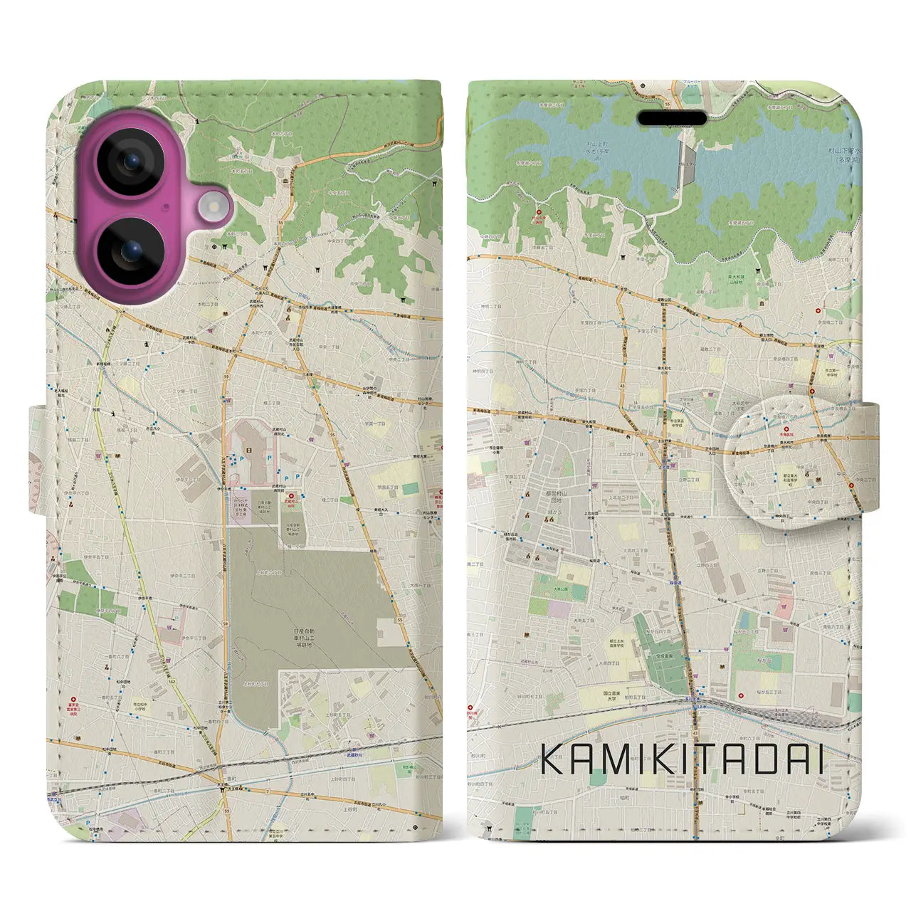 【上北台(東京都)】地図柄iPhoneケース(手帳タイプ)