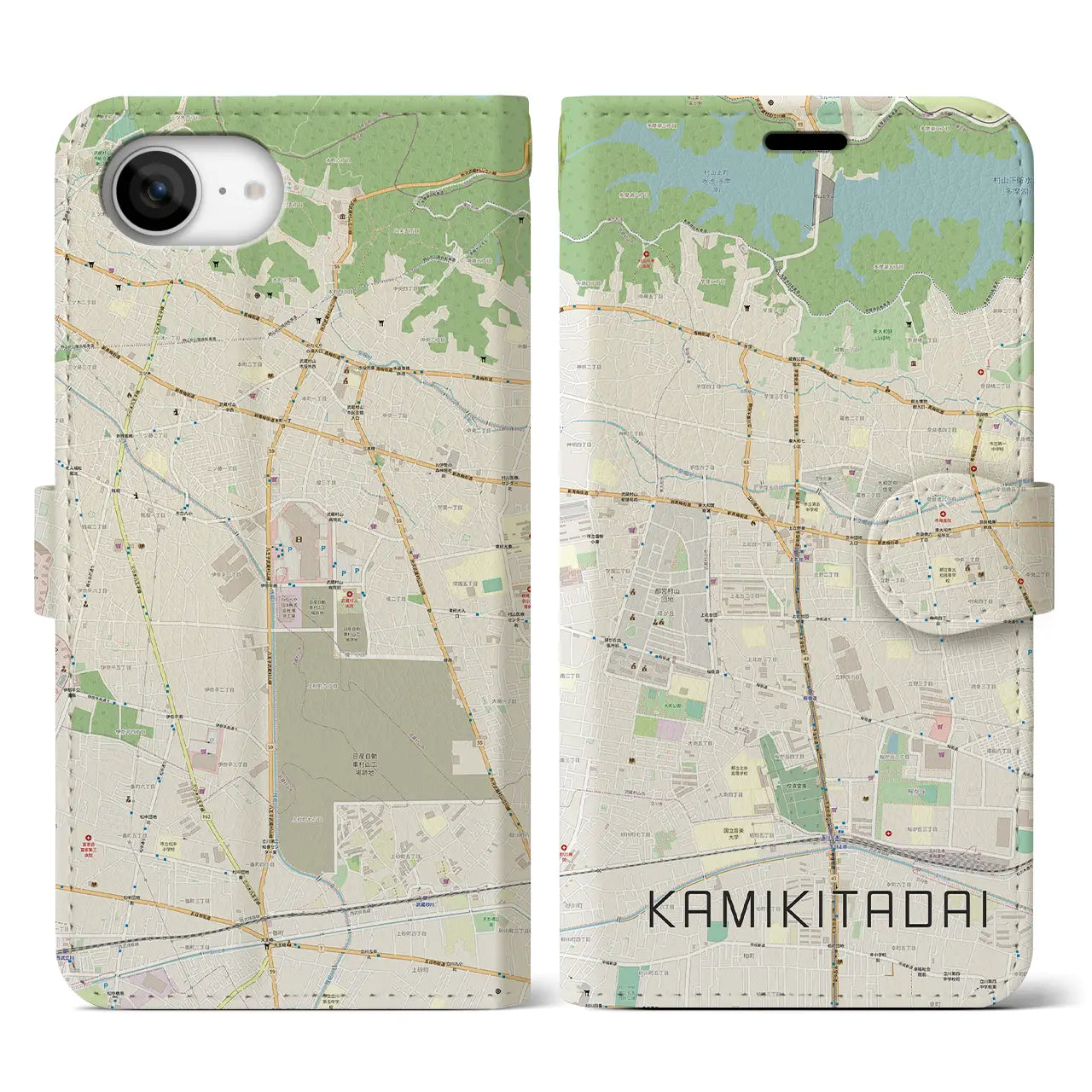 【上北台(東京都)】地図柄iPhoneケース(手帳タイプ)