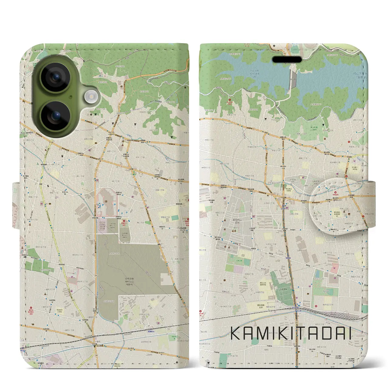 【上北台(東京都)】地図柄iPhoneケース(手帳タイプ)