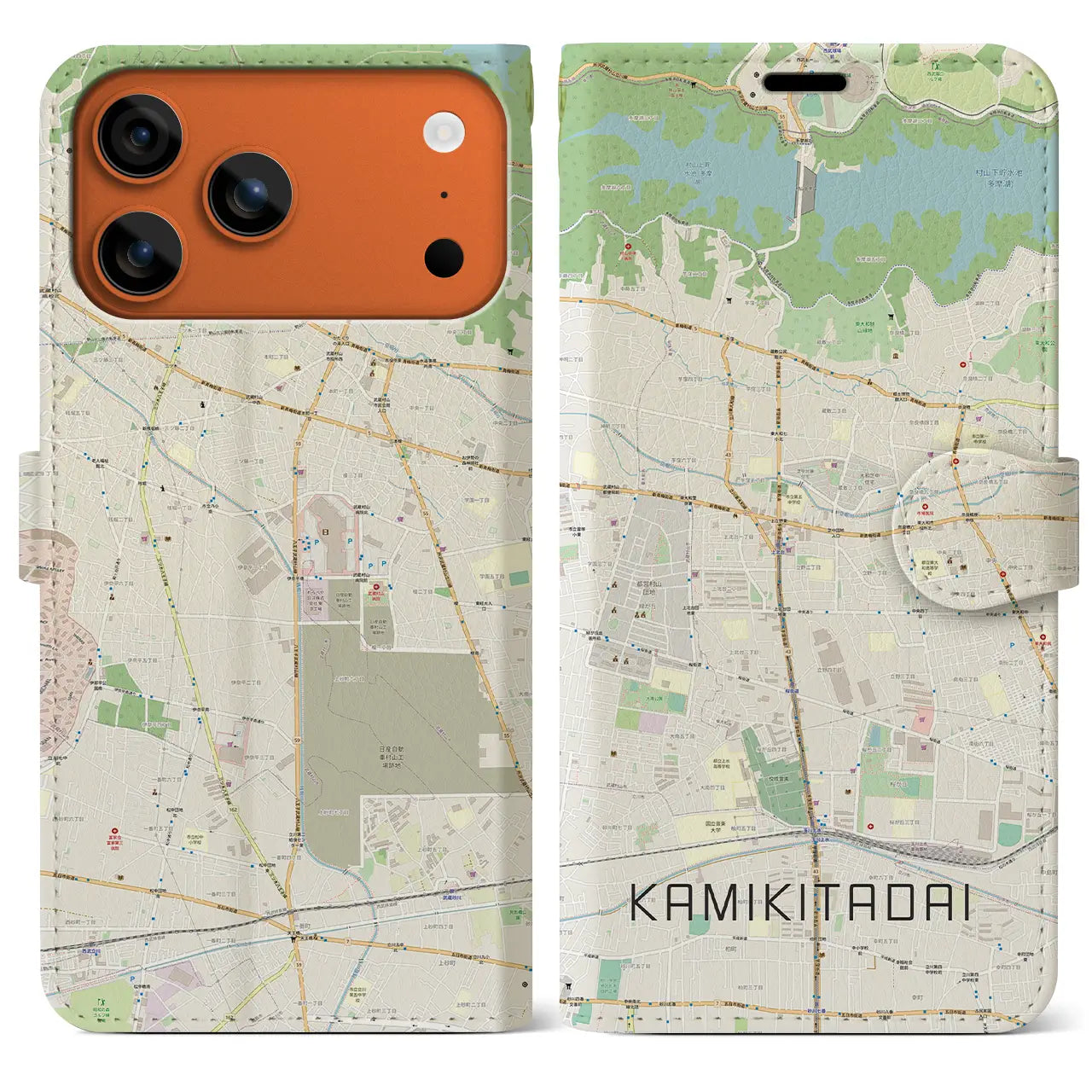 【上北台(東京都)】地図柄iPhoneケース(手帳タイプ)