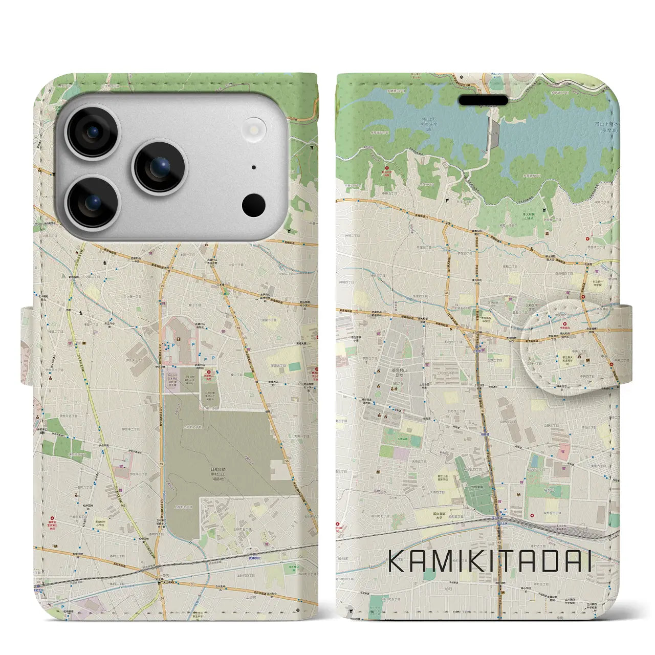 【上北台(東京都)】地図柄iPhoneケース(手帳タイプ)