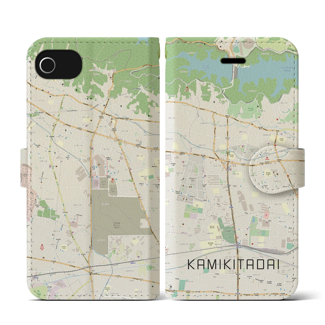 【上北台(東京都)】地図柄iPhoneケース(手帳タイプ)