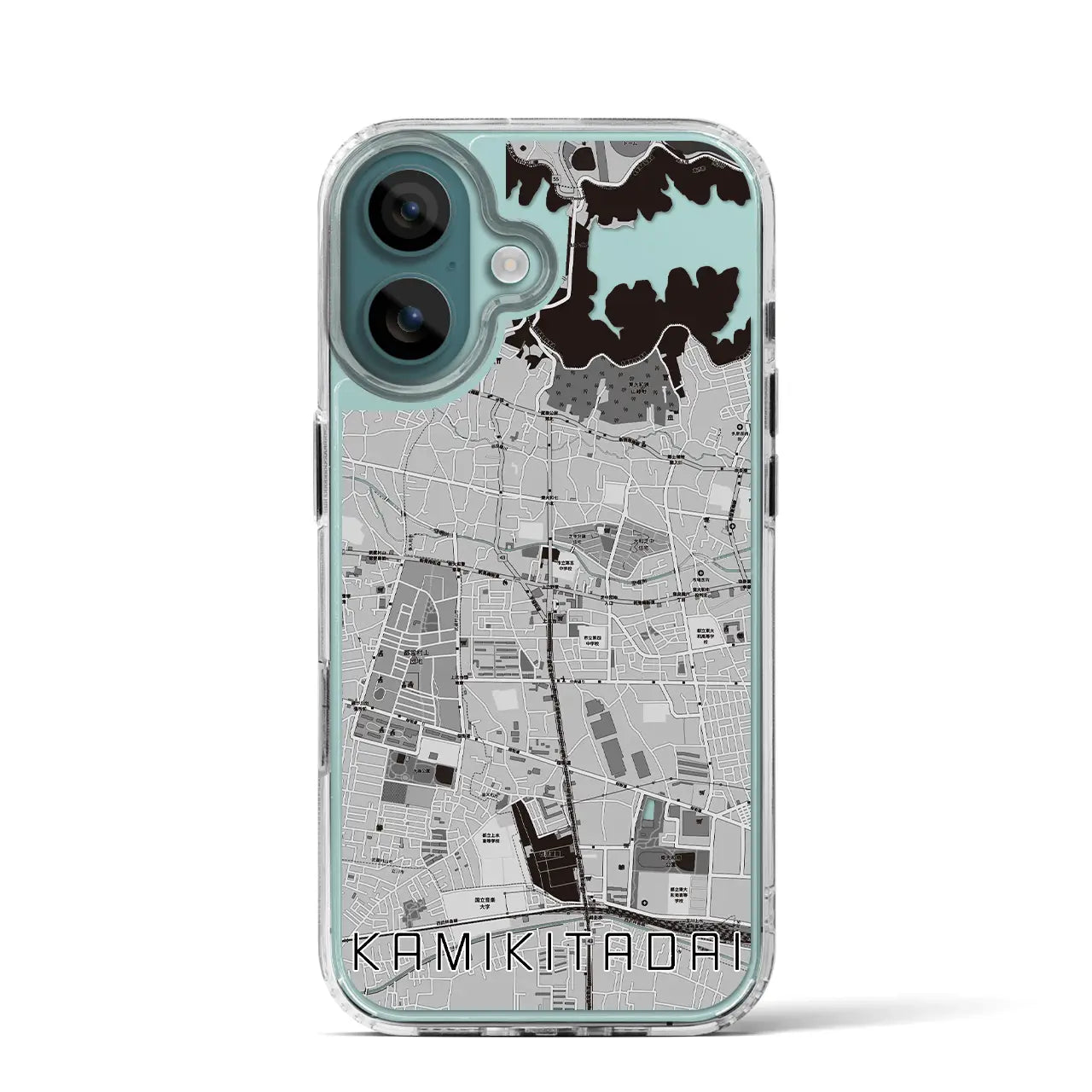 【上北台(東京都)】地図柄iPhoneケース(MagSafeタイプ)モノトーン・iPhone 16 Pro 用