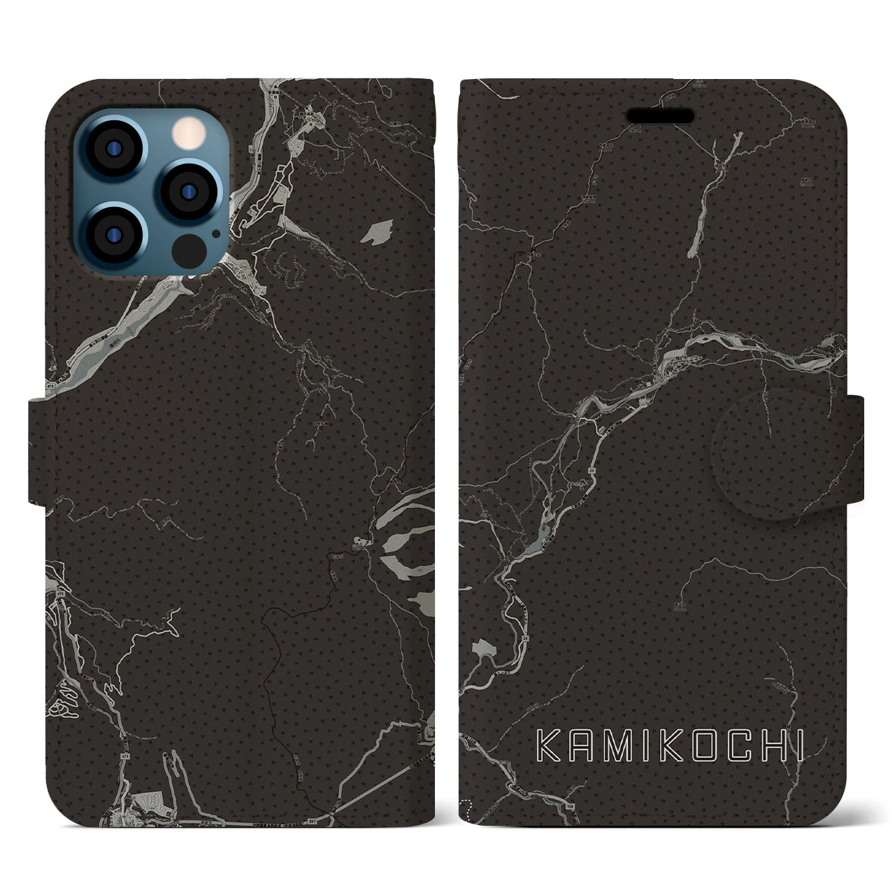 【上高地(長野県)】地図柄iPhoneケース(手帳タイプ)