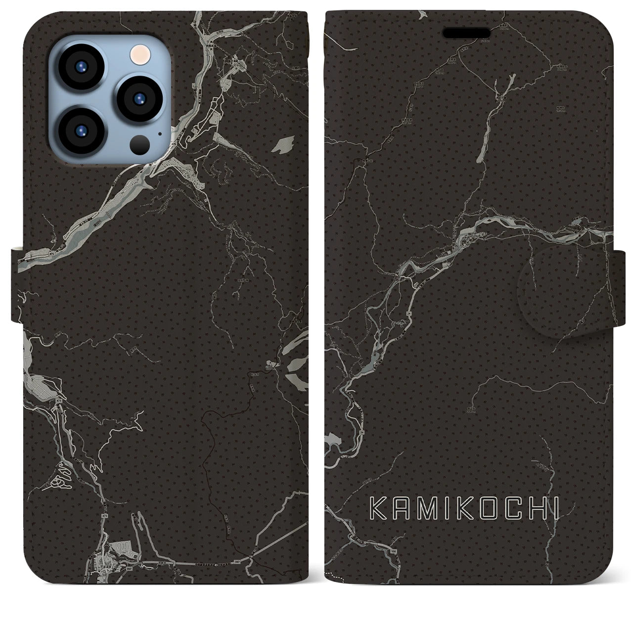 【上高地(長野県)】地図柄iPhoneケース(手帳タイプ)