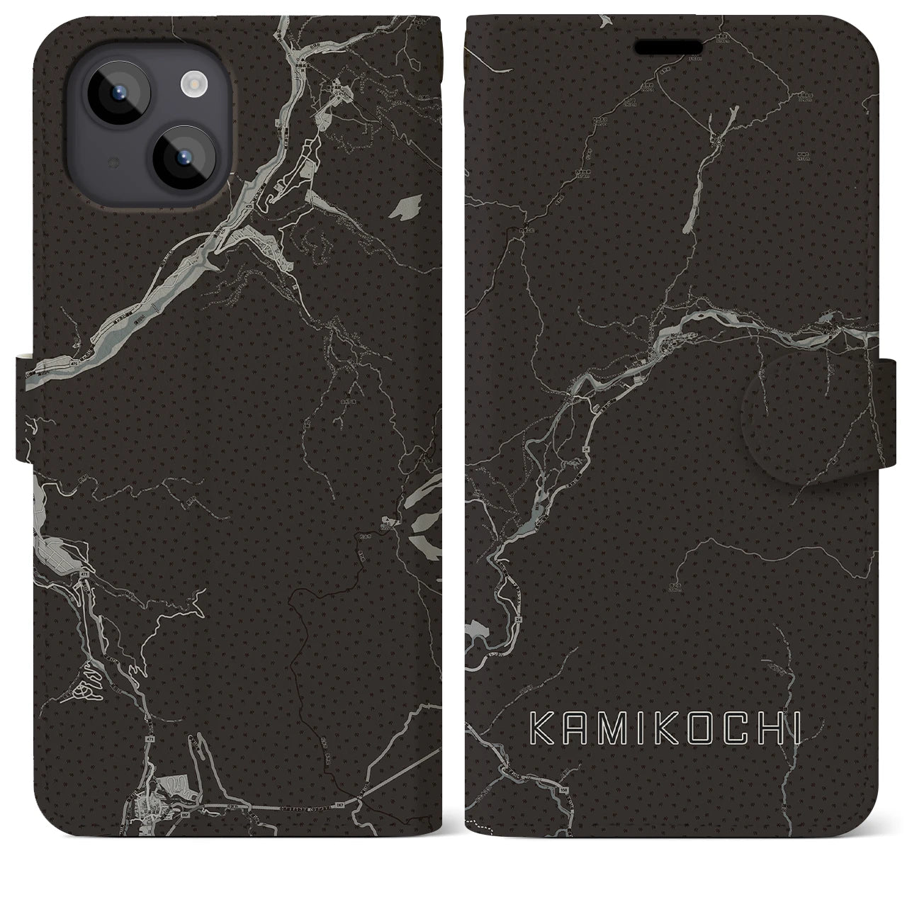 【上高地(長野県)】地図柄iPhoneケース(手帳タイプ)