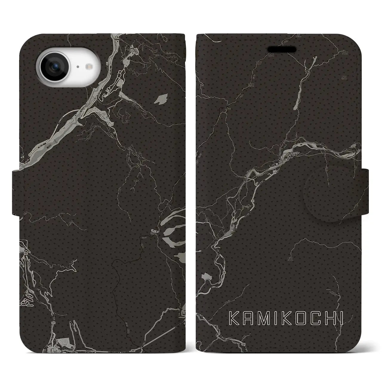 【上高地(長野県)】地図柄iPhoneケース(手帳タイプ)