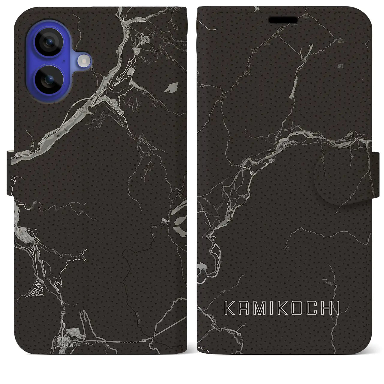 【上高地(長野県)】地図柄iPhoneケース(手帳タイプ)