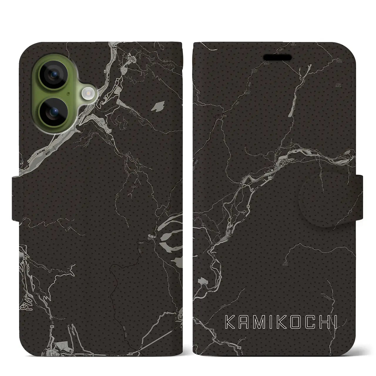 【上高地(長野県)】地図柄iPhoneケース(手帳タイプ)