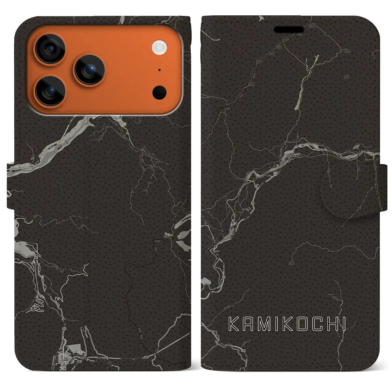 【上高地(長野県)】地図柄iPhoneケース(手帳タイプ)