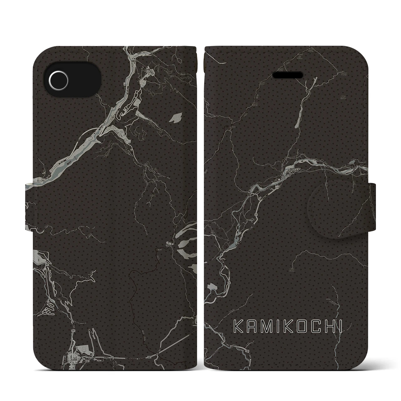 【上高地(長野県)】地図柄iPhoneケース(手帳タイプ)