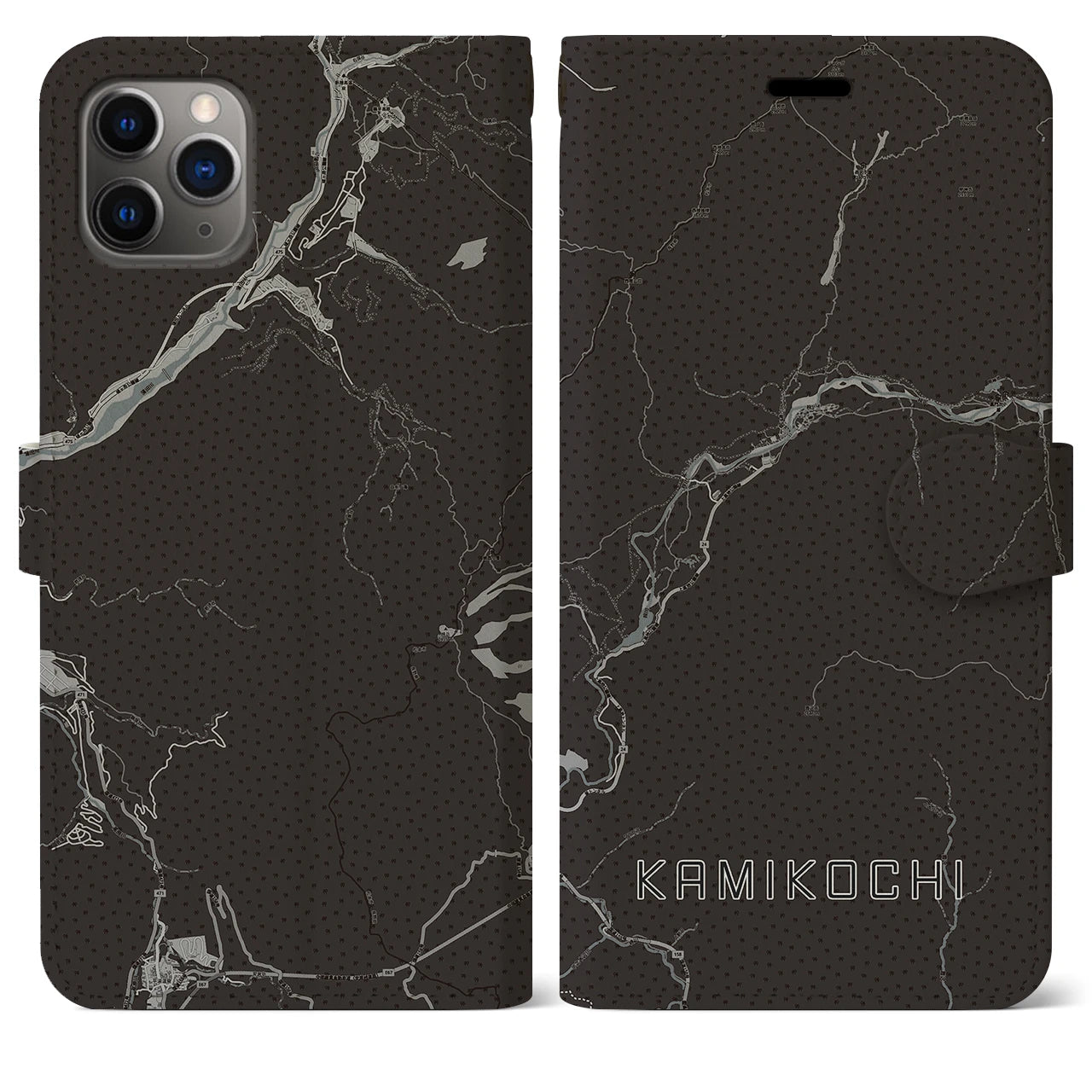 【上高地(長野県)】地図柄iPhoneケース(手帳タイプ)