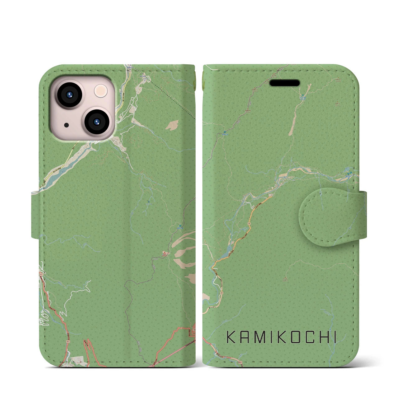 【上高地(長野県)】地図柄iPhoneケース(手帳タイプ)