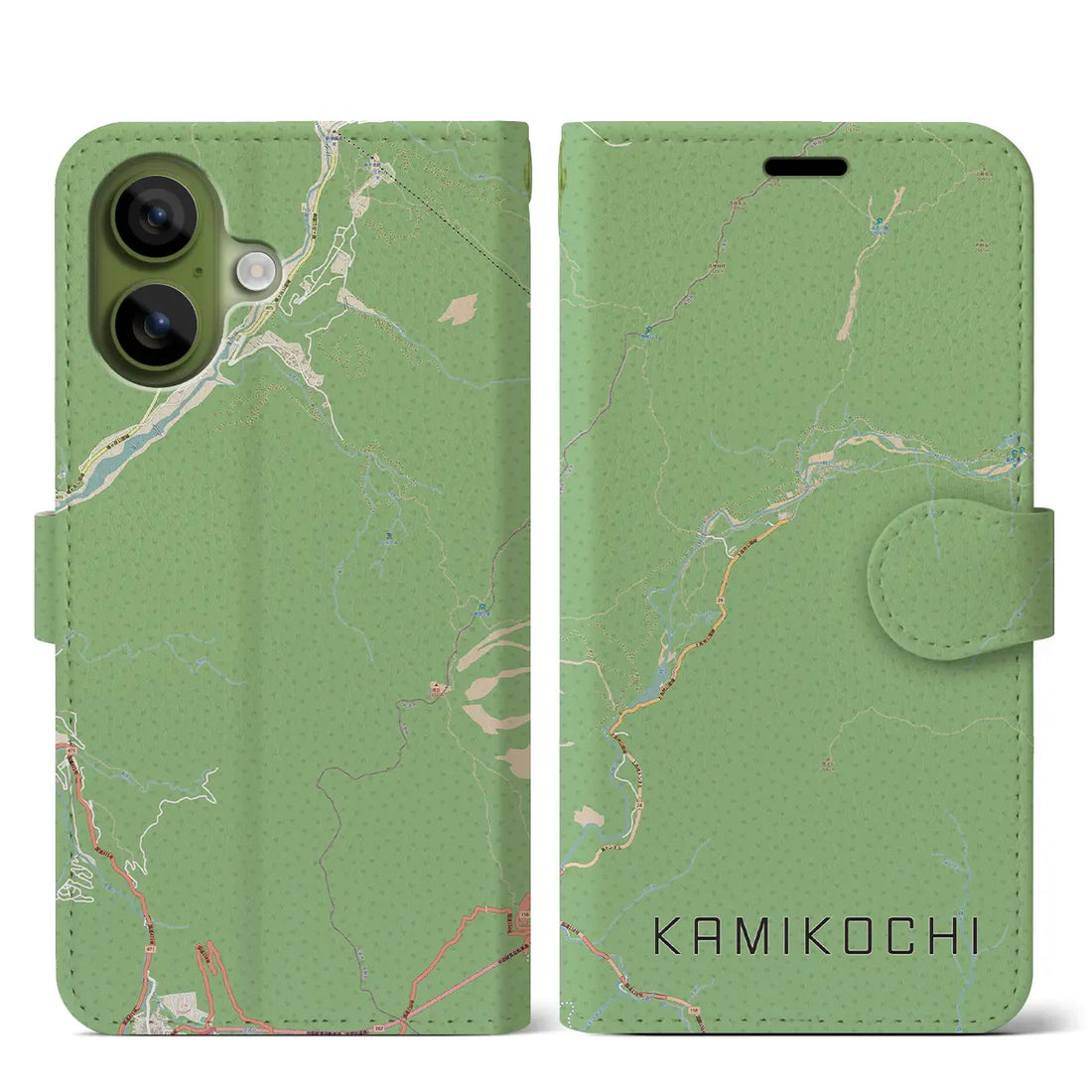 【上高地(長野県)】地図柄iPhoneケース(手帳タイプ)ナチュラル・iPhone 17 Pro Max 用