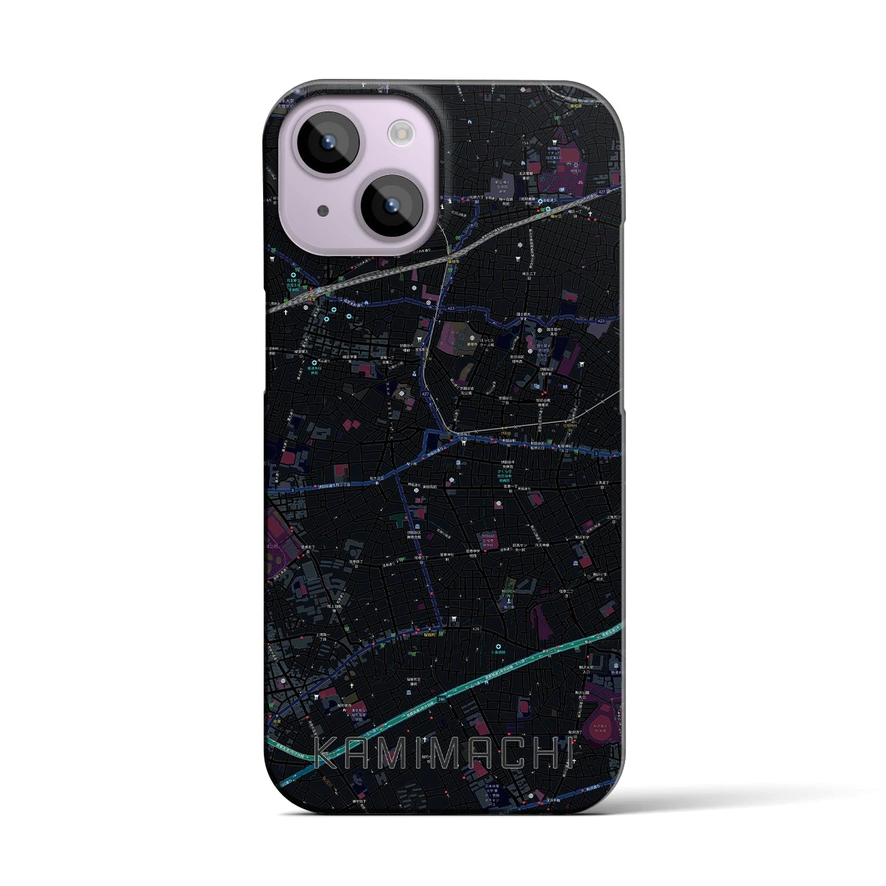 【上町(東京都)】地図柄iPhoneケース(バックカバータイプ)