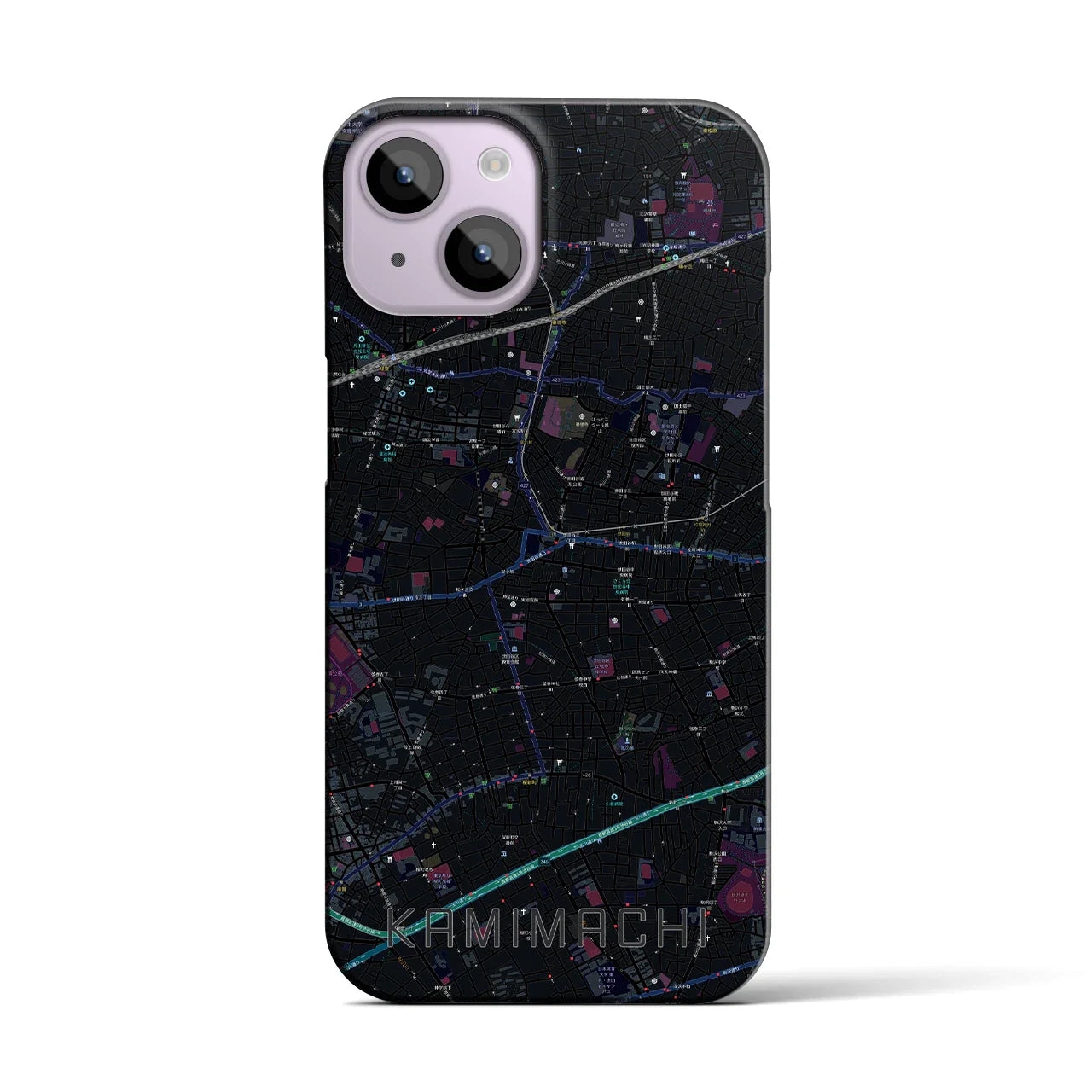 【上町(東京都)】地図柄iPhoneケース(バックカバータイプ)