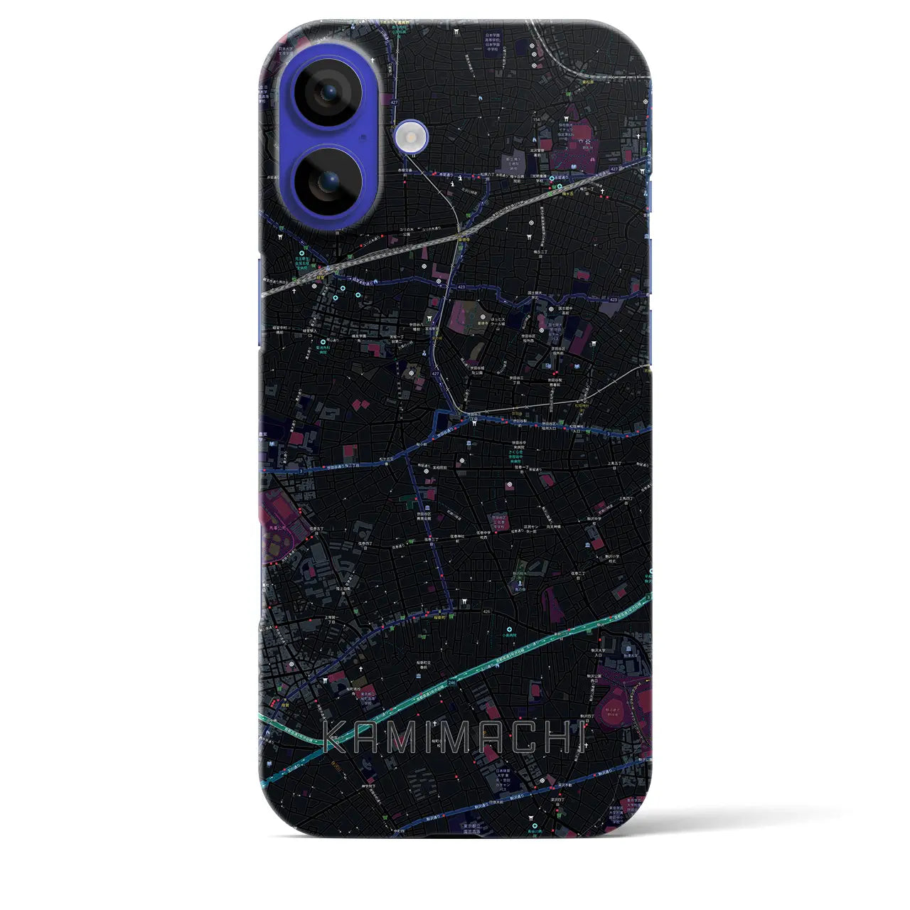 【上町(東京都)】地図柄iPhoneケース(バックカバータイプ)