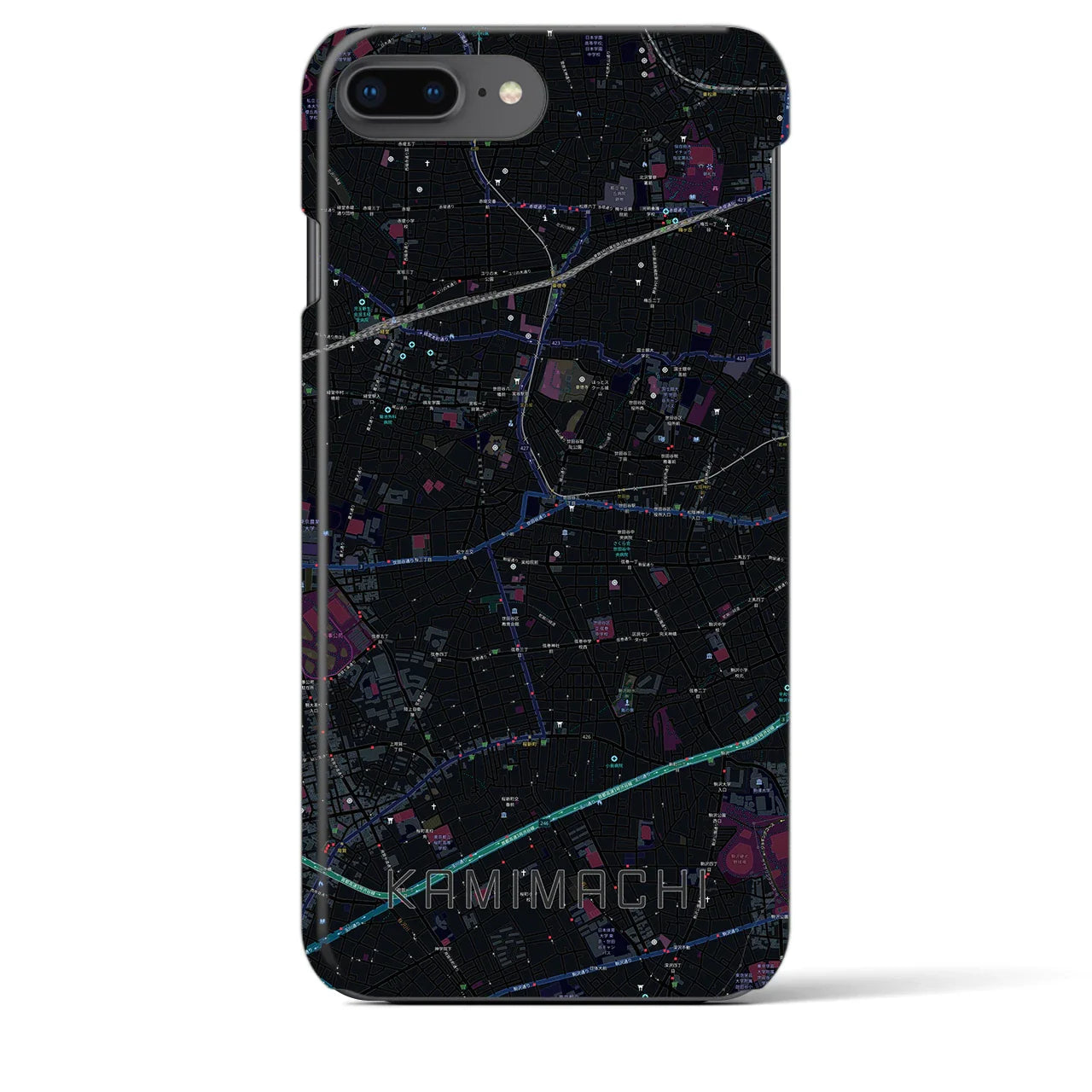 【上町(東京都)】地図柄iPhoneケース(バックカバータイプ)