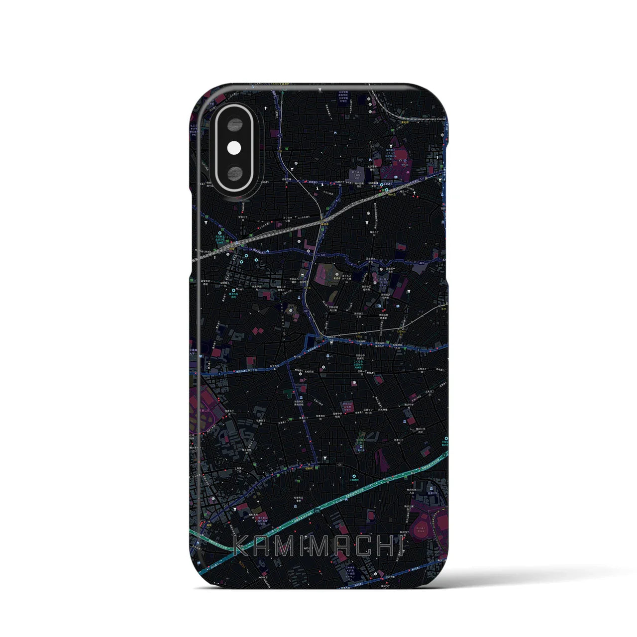 【上町(東京都)】地図柄iPhoneケース(バックカバータイプ)