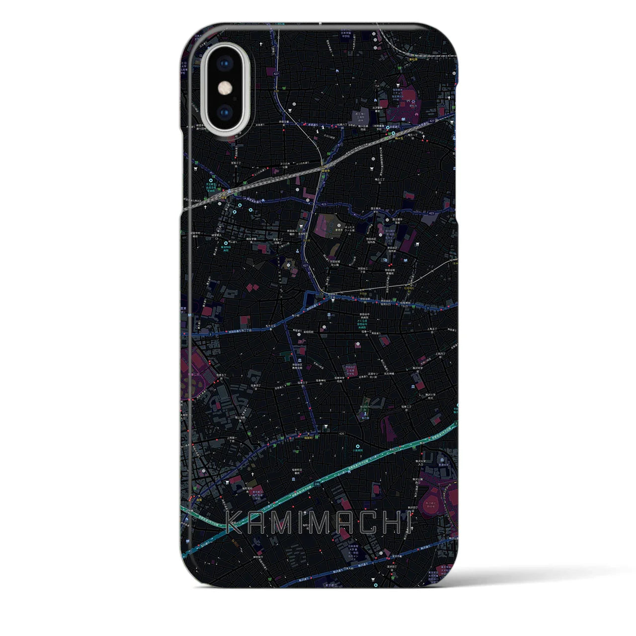 【上町(東京都)】地図柄iPhoneケース(バックカバータイプ)