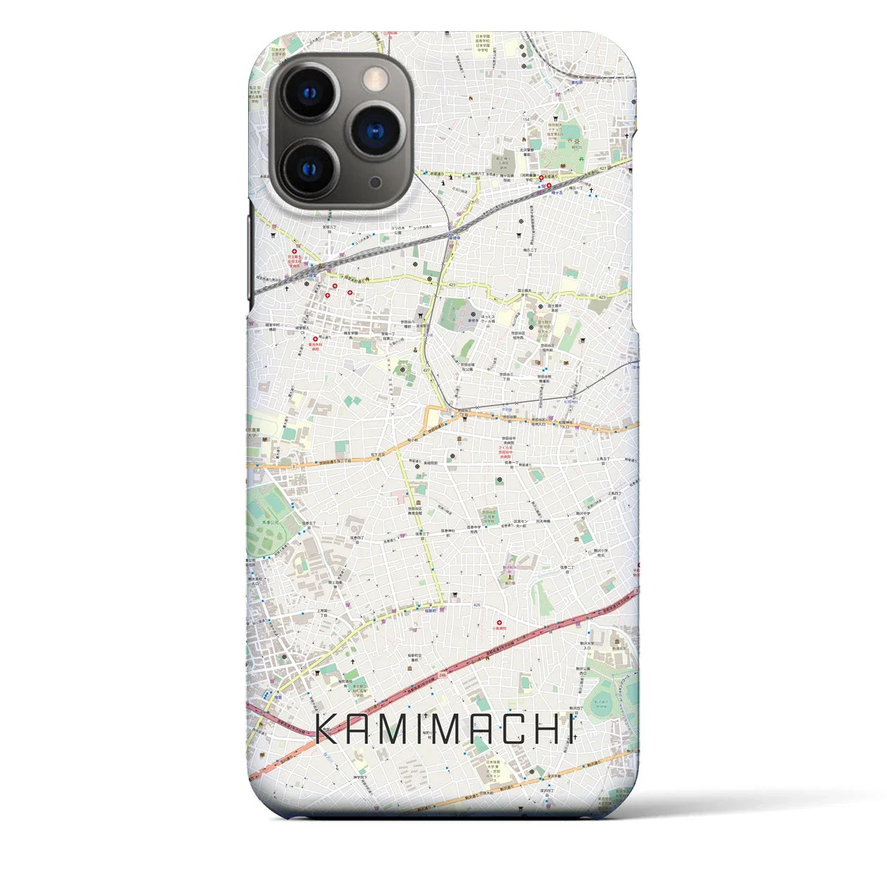 【上町(東京都)】地図柄iPhoneケース(バックカバータイプ)