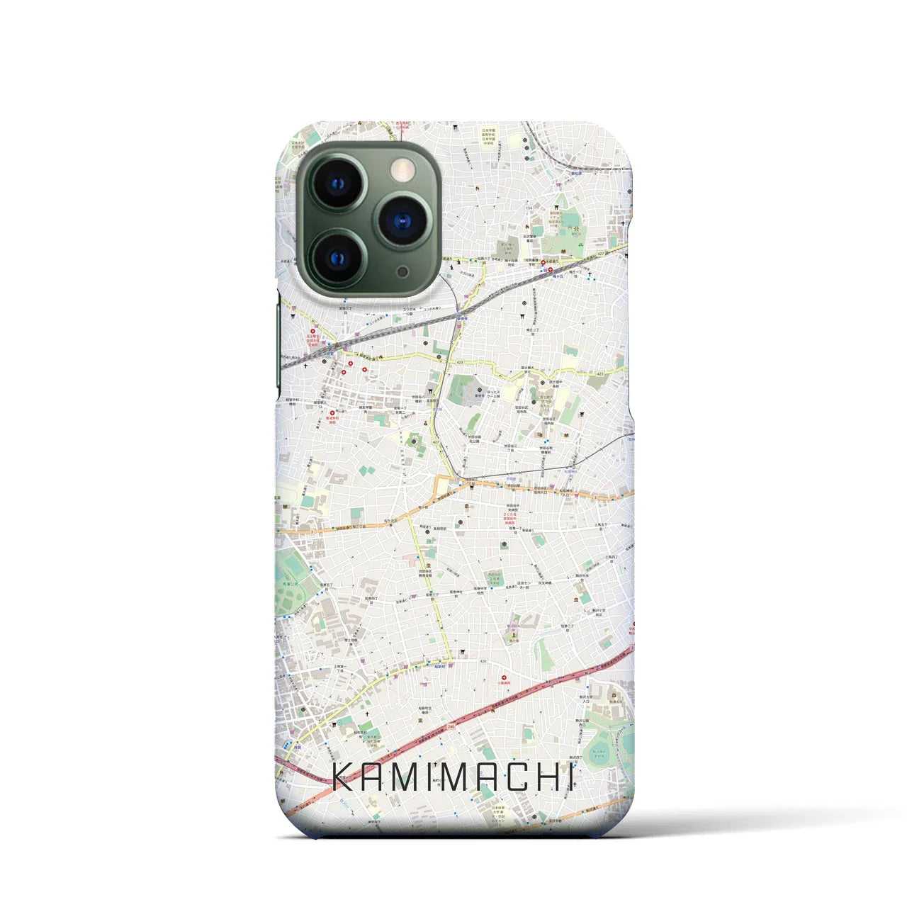 【上町(東京都)】地図柄iPhoneケース(バックカバータイプ)
