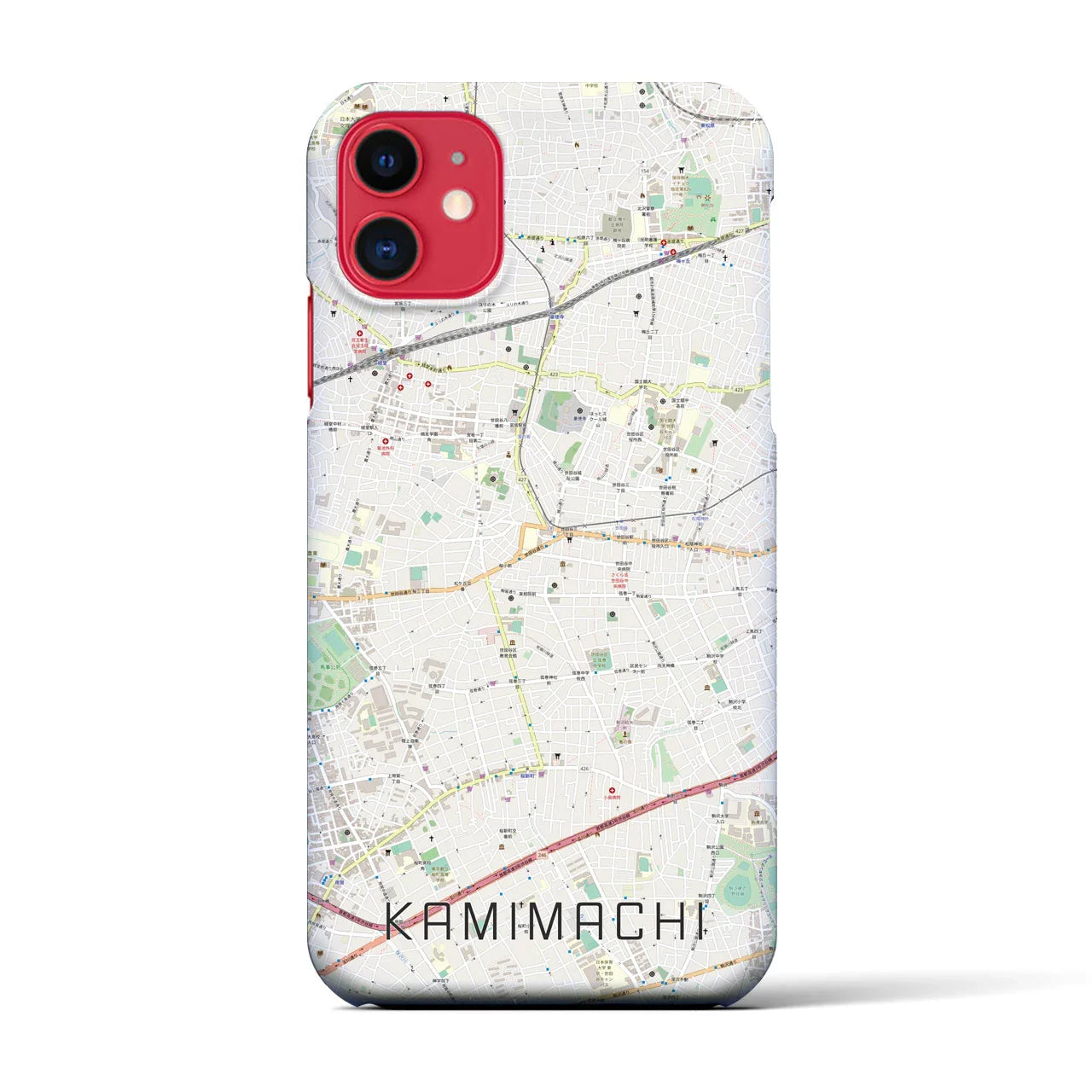 【上町(東京都)】地図柄iPhoneケース(バックカバータイプ)