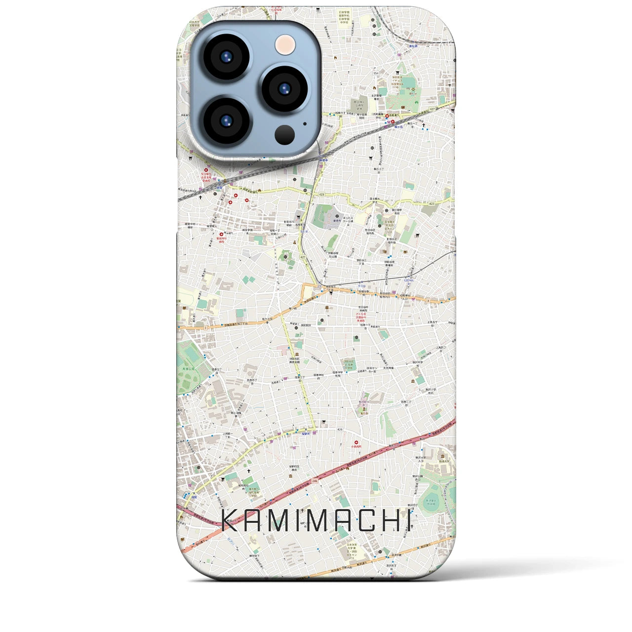 【上町(東京都)】地図柄iPhoneケース(バックカバータイプ)