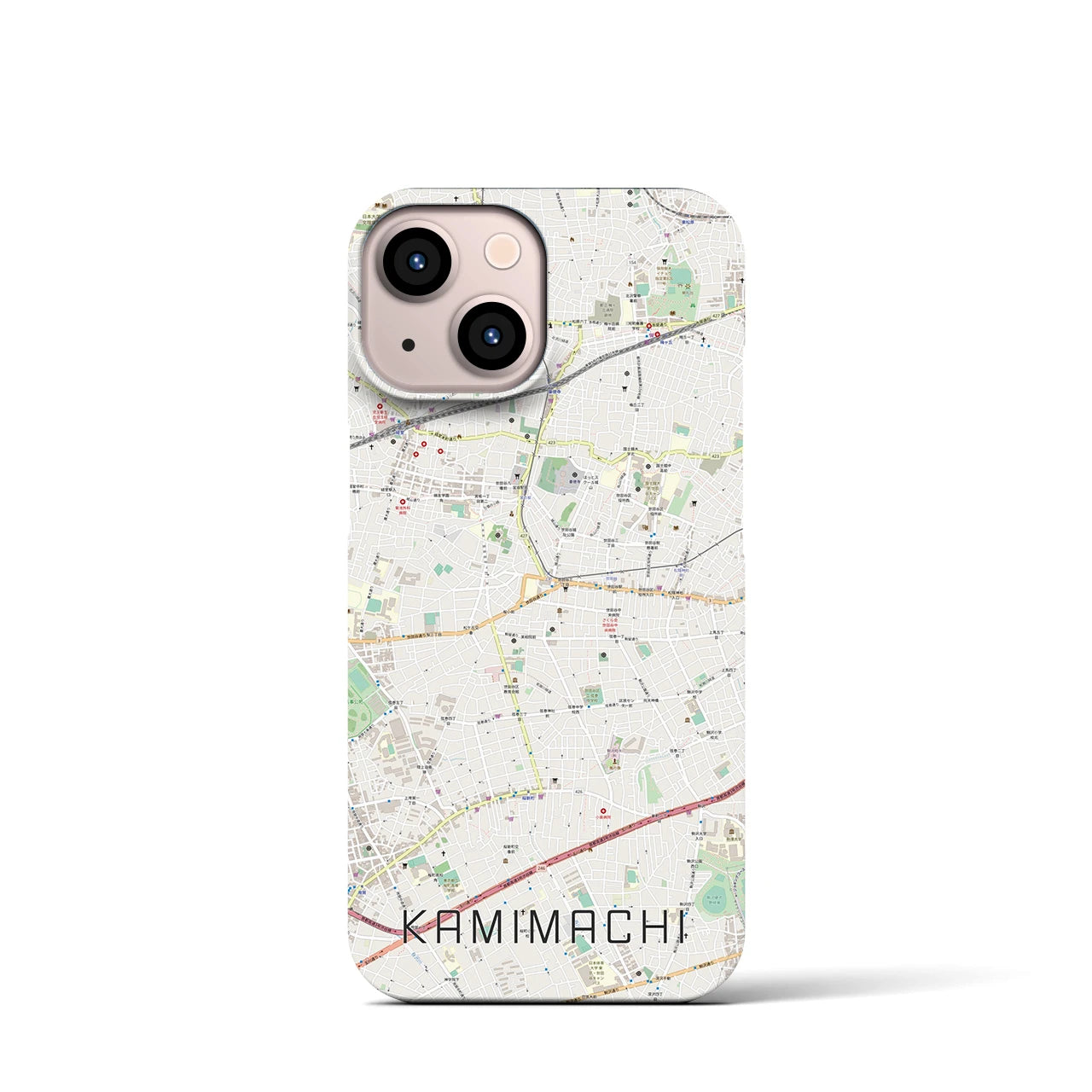 【上町(東京都)】地図柄iPhoneケース(バックカバータイプ)