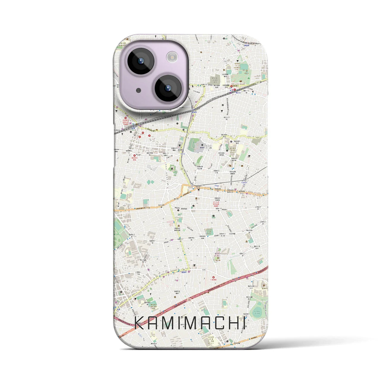 【上町(東京都)】地図柄iPhoneケース(バックカバータイプ)