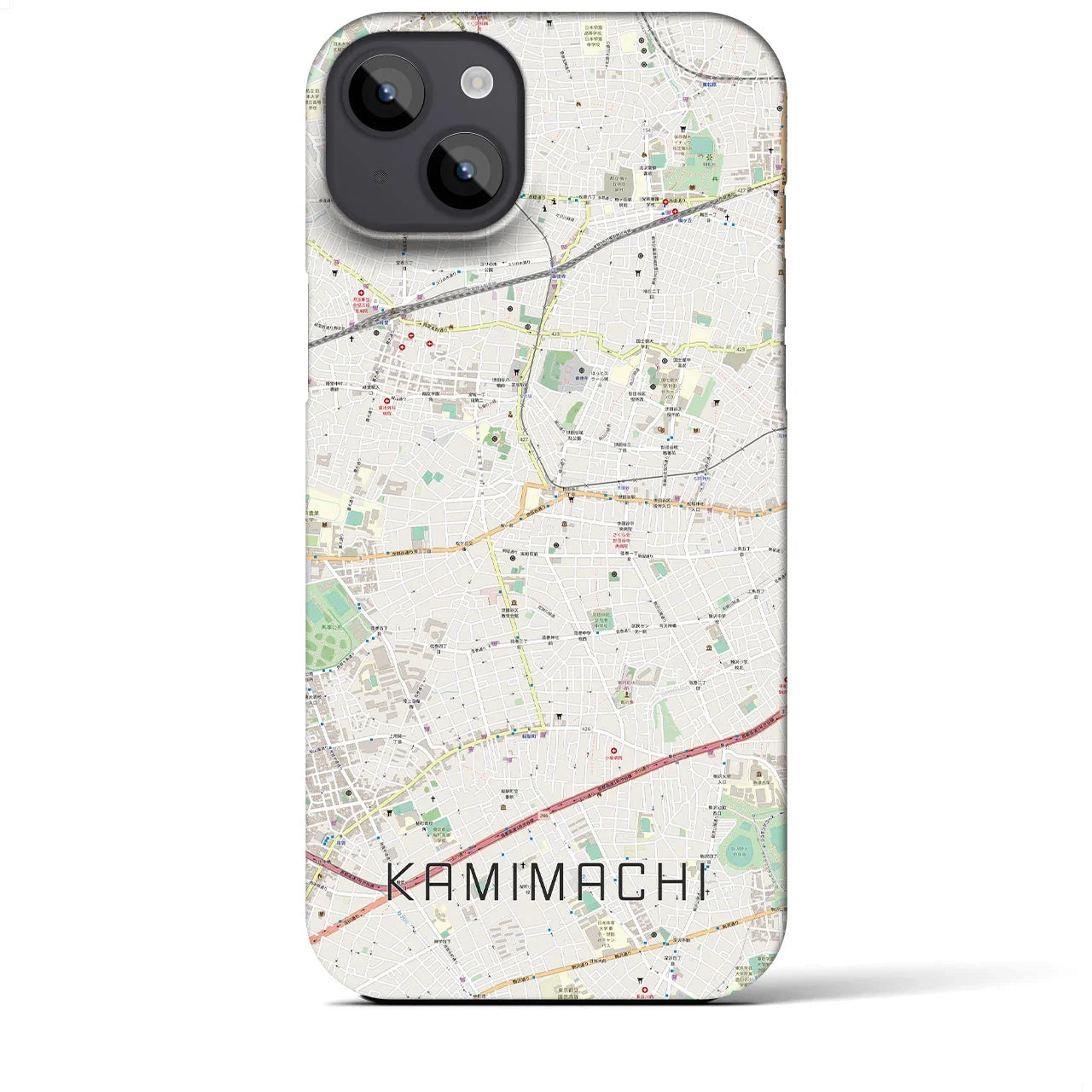 【上町(東京都)】地図柄iPhoneケース(バックカバータイプ)