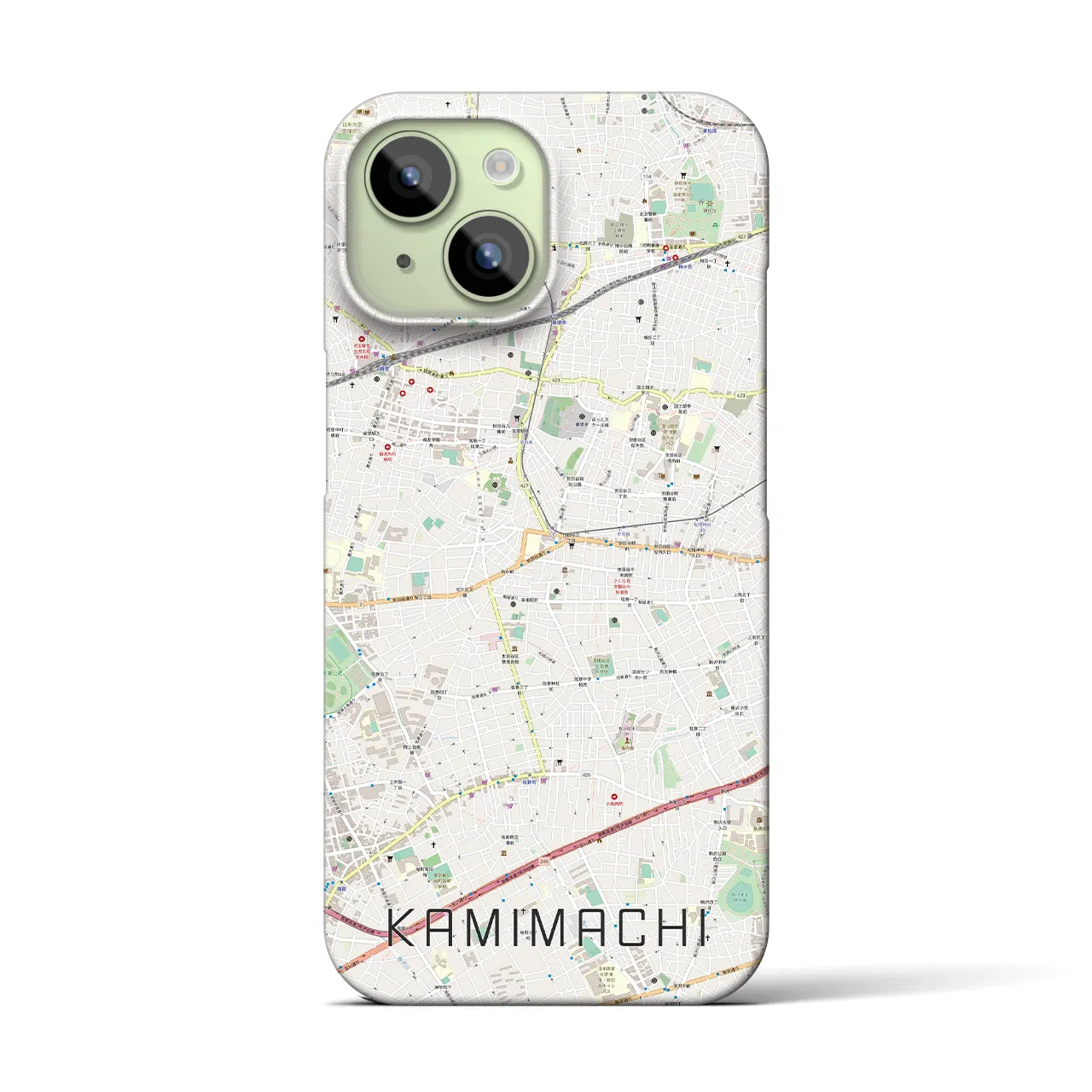 【上町(東京都)】地図柄iPhoneケース(バックカバータイプ)