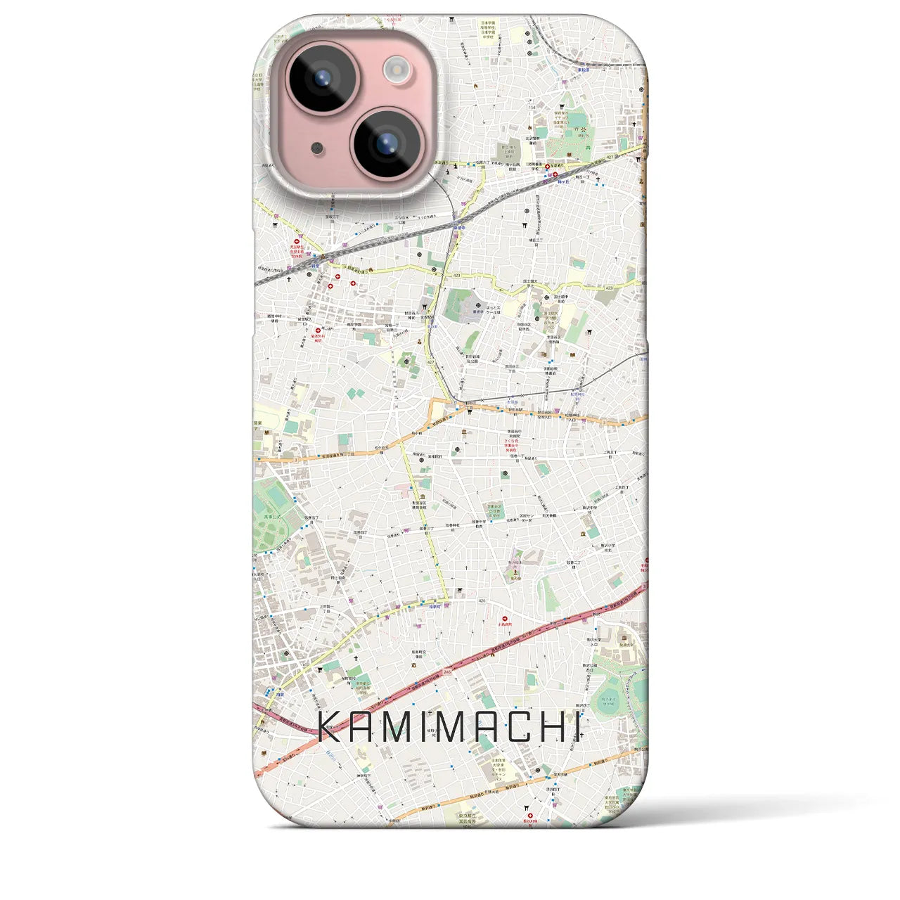 【上町(東京都)】地図柄iPhoneケース(バックカバータイプ)