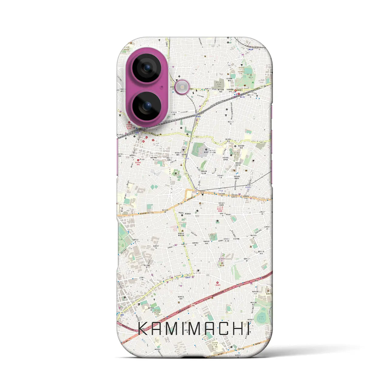 【上町(東京都)】地図柄iPhoneケース(バックカバータイプ)