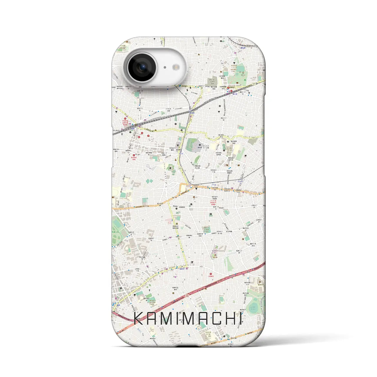 【上町(東京都)】地図柄iPhoneケース(バックカバータイプ)