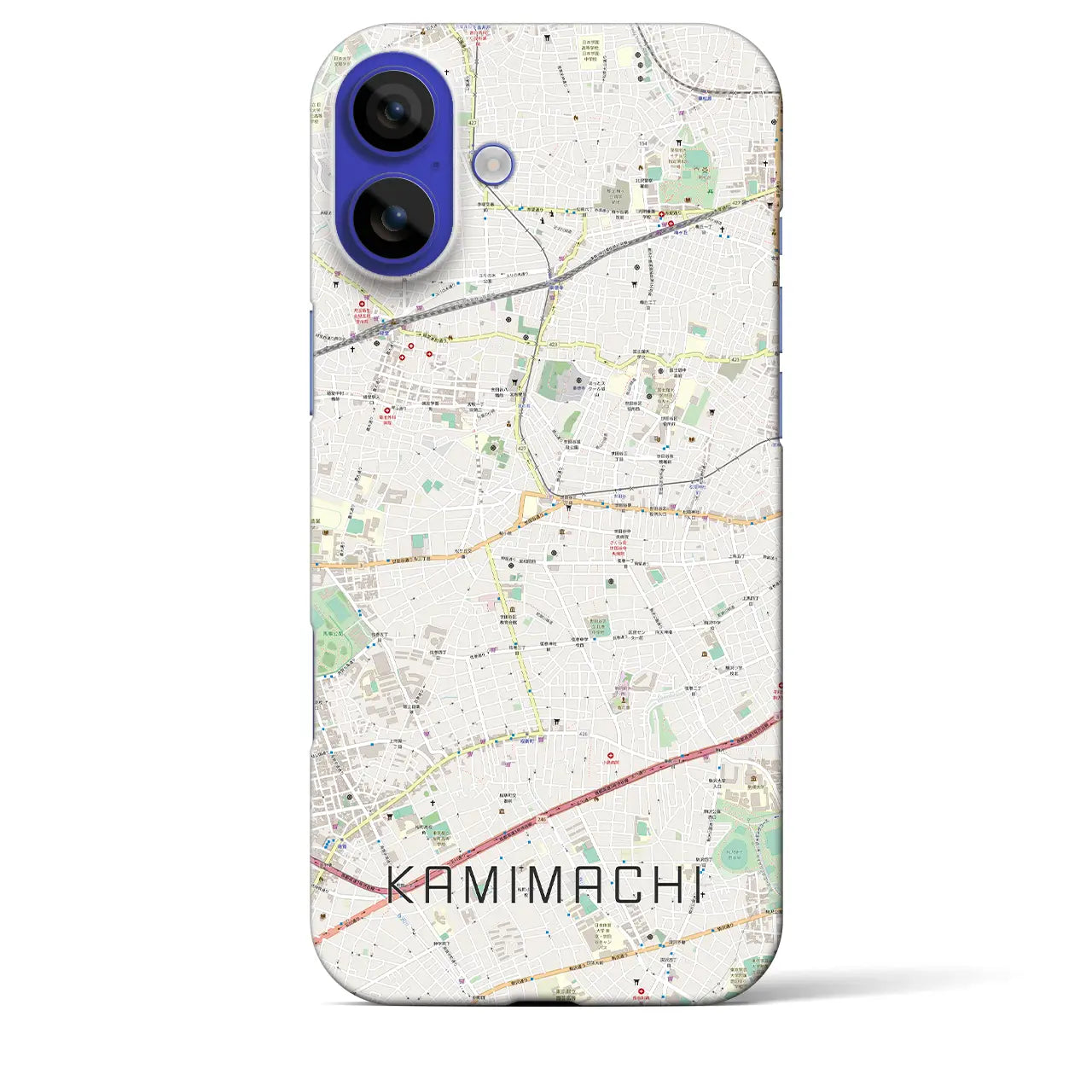 【上町(東京都)】地図柄iPhoneケース(バックカバータイプ)ナチュラル・iPhone 16 Pro Max 用