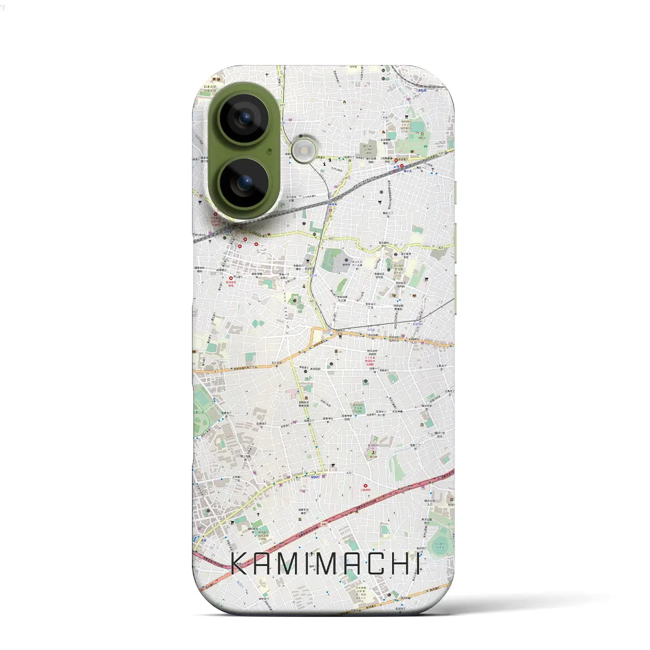 【上町(東京都)】地図柄iPhoneケース(バックカバータイプ)