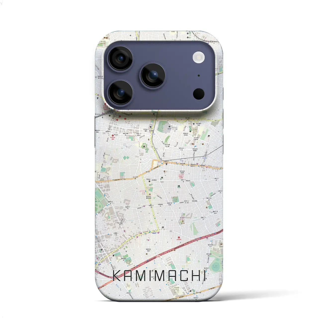 【上町(東京都)】地図柄iPhoneケース(バックカバータイプ)ナチュラル・iPhone 17 Pro Max 用