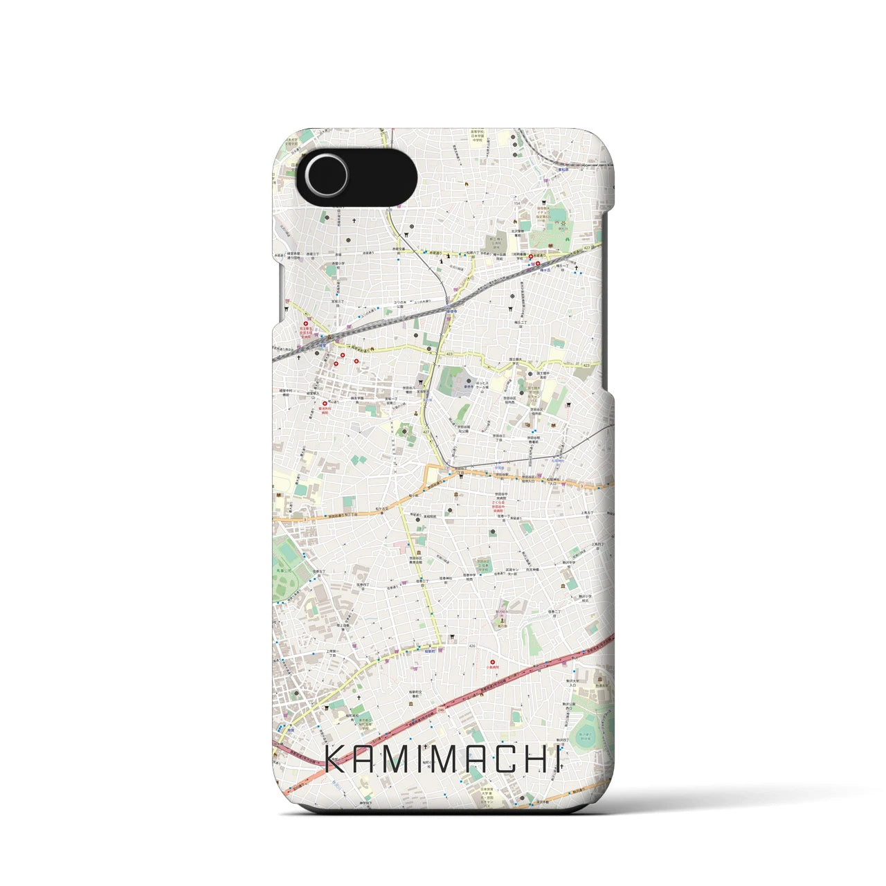 【上町(東京都)】地図柄iPhoneケース(バックカバータイプ)
