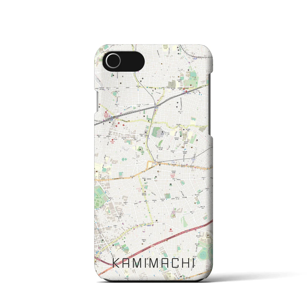 【上町(東京都)】地図柄iPhoneケース(バックカバータイプ)
