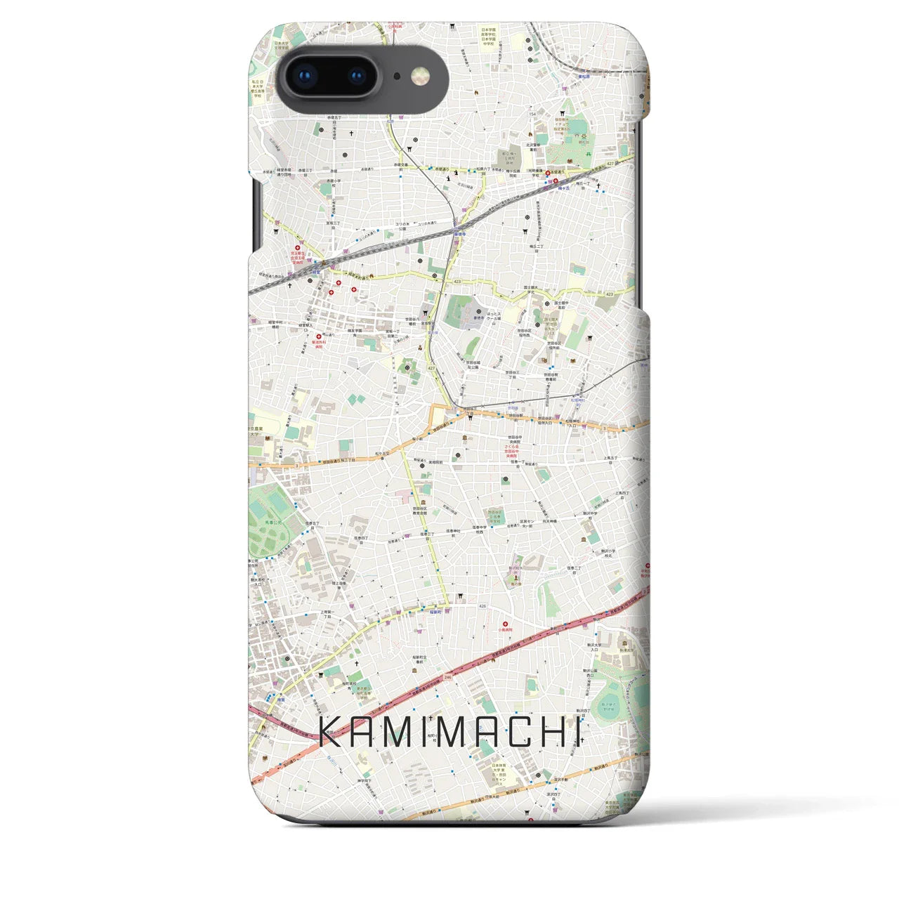 【上町(東京都)】地図柄iPhoneケース(バックカバータイプ)