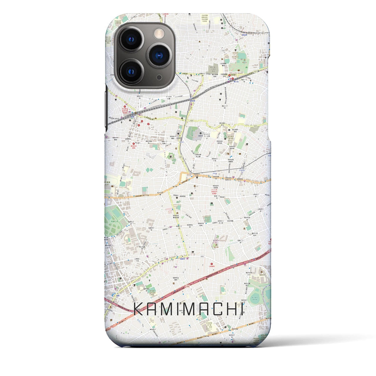 【上町(東京都)】地図柄iPhoneケース(バックカバータイプ)