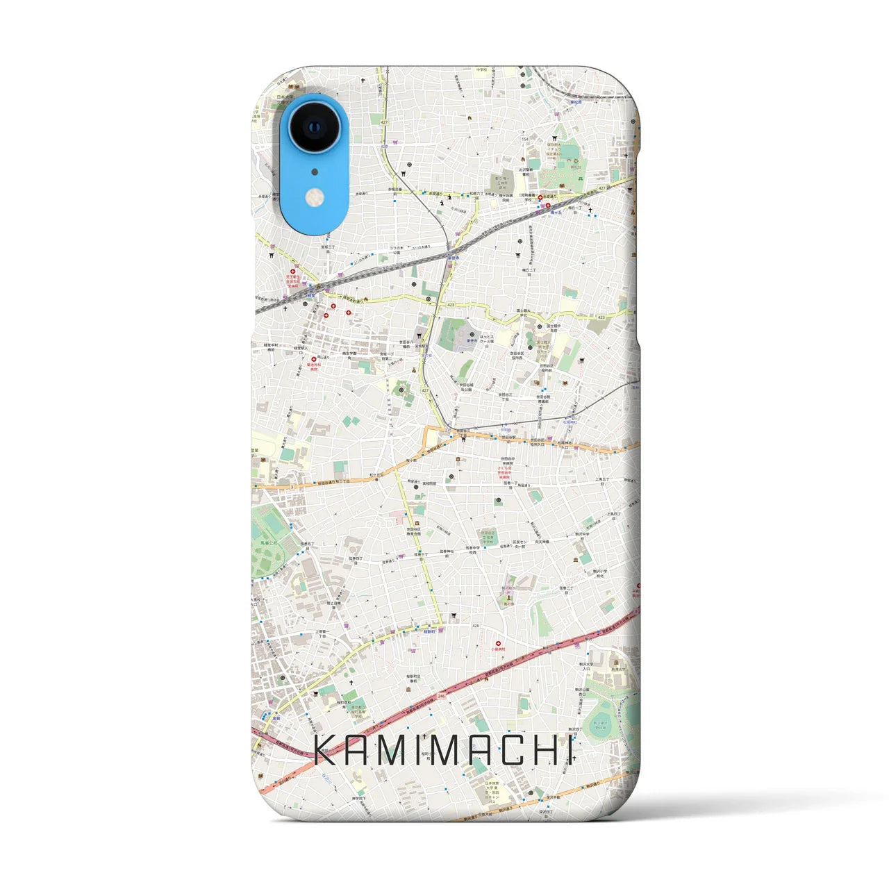 【上町(東京都)】地図柄iPhoneケース(バックカバータイプ)