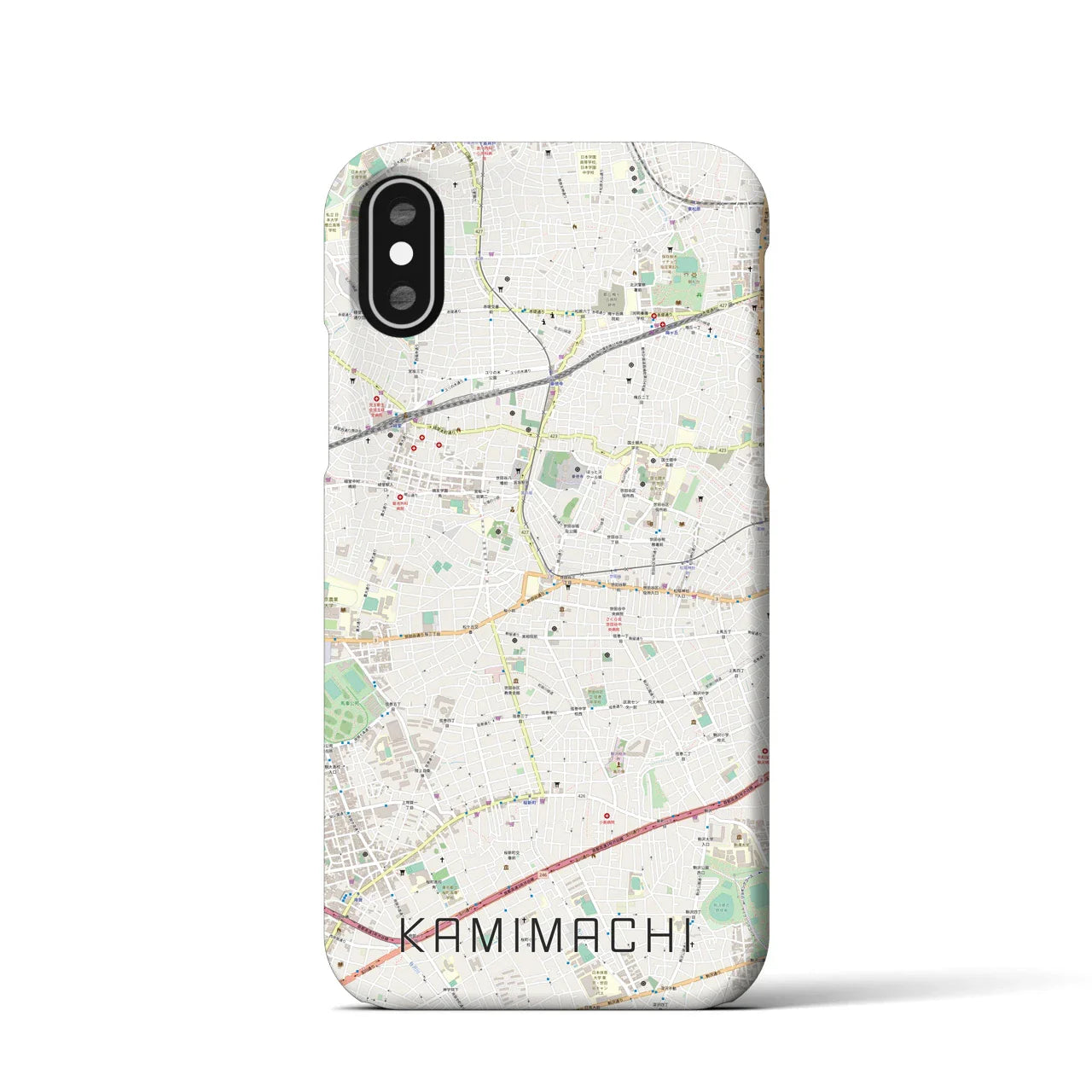 【上町(東京都)】地図柄iPhoneケース(バックカバータイプ)